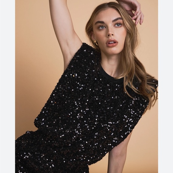 Endless Rose Tops - Endless Rose Black Sequin Blouse